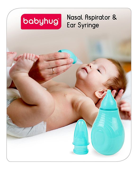 Babyhug 2-in-1 Nasal Aspirator & Ear Syringe for Babies Blue  Soft Tip| Safe | Hygienic | Newborns | BPA Free | Cold Relief | Easy to Clean | Travel Friendly