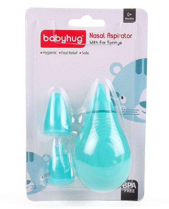 Babyhug 2-in-1 Nasal Aspirator & Ear Syringe for Babies Blue  Soft Tip| Safe | Hygienic | Newborns | BPA Free | Cold Relief | Easy to Clean | Travel Friendly