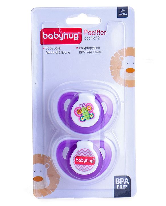 Babyhug Orthodontic Silicone Soother with Protective Cover  Pack of 2 Purple | BPA-Free | Skin-Friendly | Gentle on Gums
