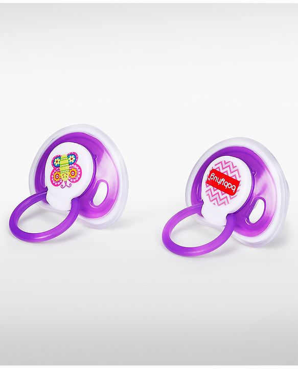 Babyhug Orthodontic Silicone Soother with Protective Cover  Pack of 2 Purple | BPA-Free | Skin-Friendly | Gentle on Gums
