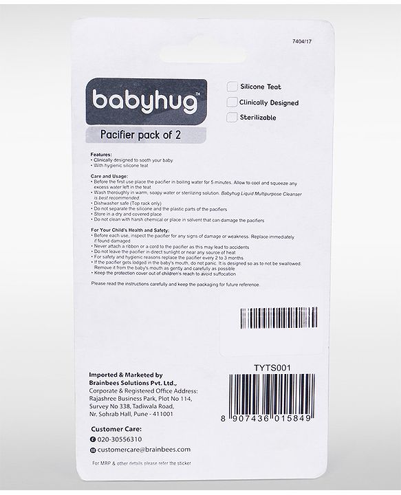 Babyhug Orthodontic Silicone Soother with Protective Cover  Pack of 2 Purple | BPA-Free | Skin-Friendly | Gentle on Gums
