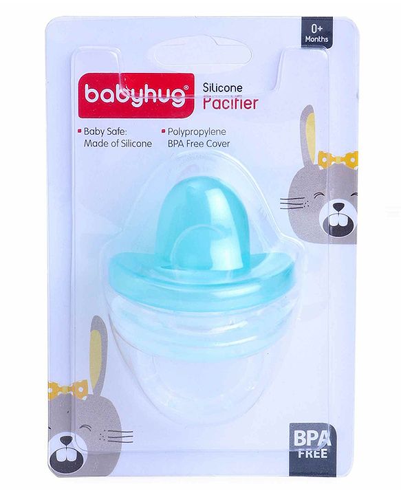 Babyhug Full Silicone Orthodontic Soother with Protective Cover  Turquoise | BPA Free | Gentle on Gums | Easy to Sterilize |Psychological Breathing