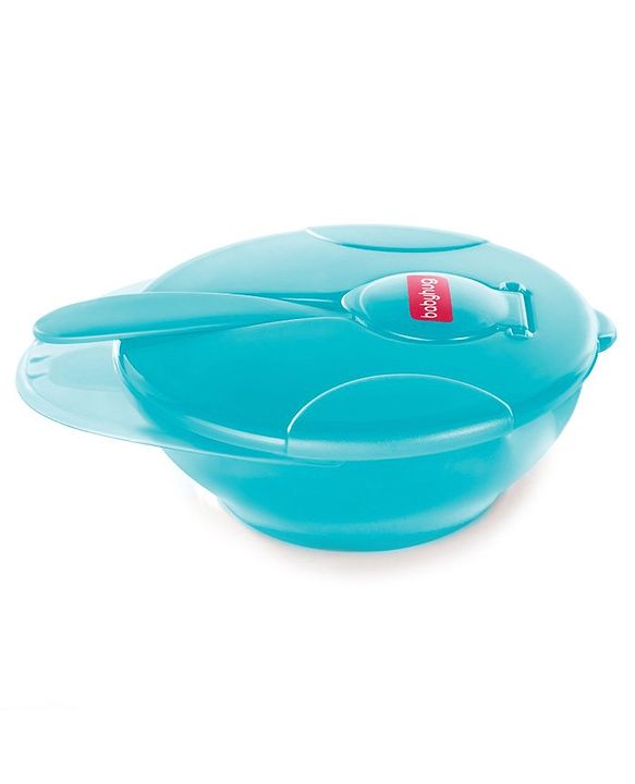 Babyhug Feeding Bowl with Soft Tip Spoon  220 ml - Turquoise Green | BPA Free | Travel-Friendly | Easy-Grip | No Phthalates | Food Grade