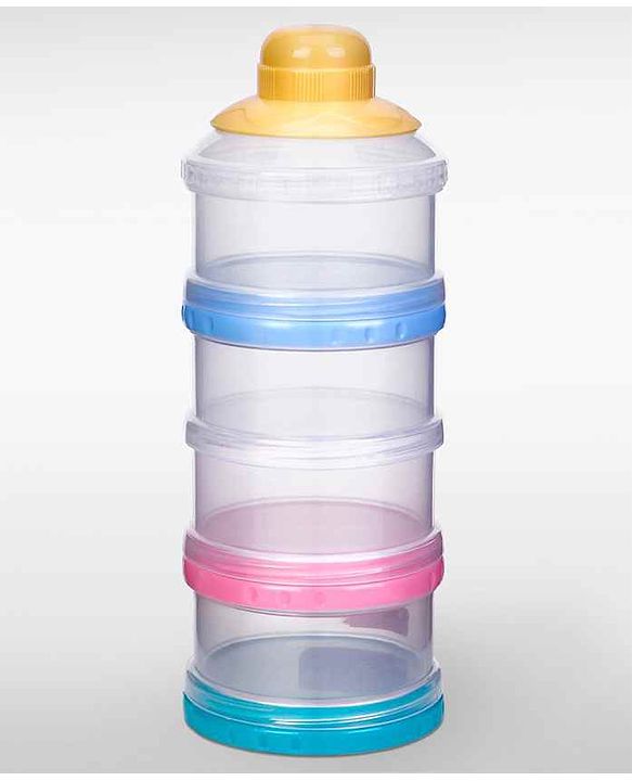 Babyhug Milk Powder Container 4 Racks 75 ml each - Blue Pink Yellow