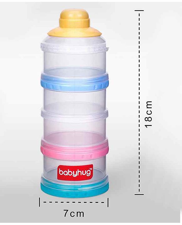 Babyhug Milk Powder Container 4 Racks 75 ml each - Blue Pink Yellow