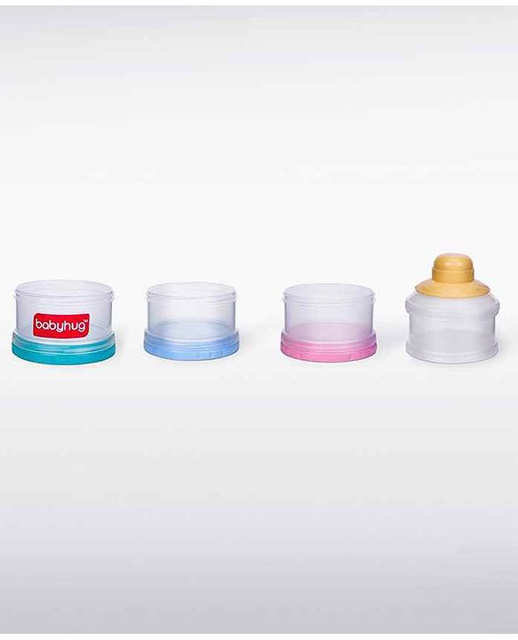 Babyhug Milk Powder Container 4 Racks 75 ml each - Blue Pink Yellow