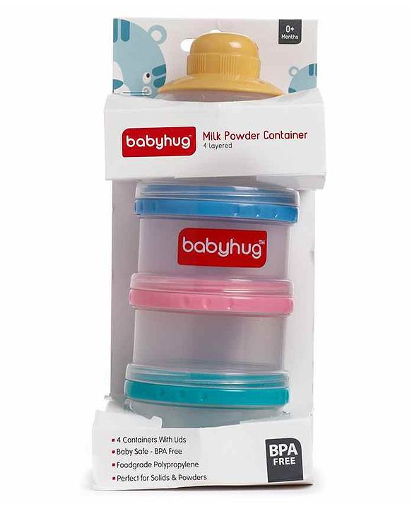 Babyhug Milk Powder Container 4 Racks 75 ml each - Blue Pink Yellow