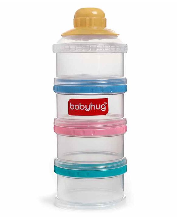Babyhug Milk Powder Container 4 Racks 75 ml each - Blue Pink Yellow
