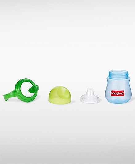 Babyhug Sipper Cup with Twin Handles for Toddlers 240 ml - Green | Spill Proof | Easy Grip | BPA Free | Spill-Resistant