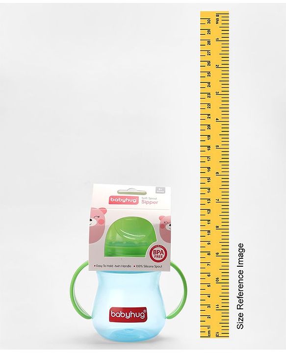 Babyhug Sipper Cup with Twin Handles for Toddlers 240 ml - Green | Spill Proof | Easy Grip | BPA Free | Spill-Resistant