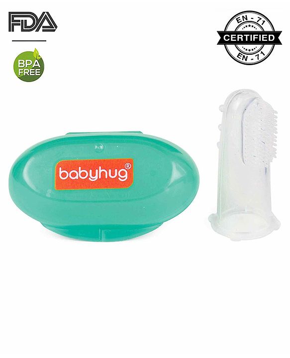 Babyhug Silicone Finger Toothbrush with Protective Case for Babies  Soft Gum Cleaner | BPA Free | For Infant Oral Care