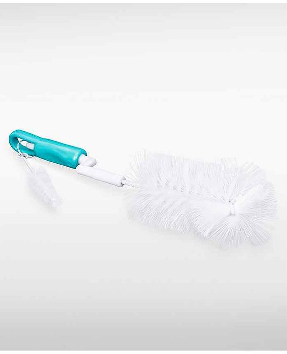 Babyhug 2-in-1 Rotating Bottle & Nipple Cleaning Brush with Soft Bristles  Green | BPA Free | Easy Grip | 360° Cleaning Tool | Easy to Clean Bottles | Silicone Bristles | Anti Slip Handle