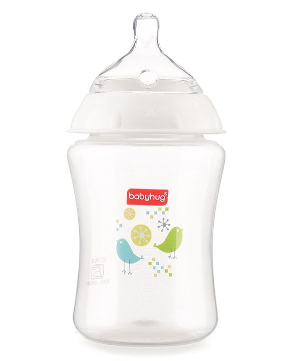 Babyhug Wide Neck Polypropylene  Anti- Colic Feeding Bottle - 250 ml