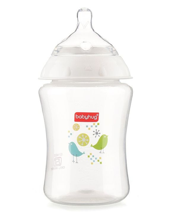 Babyhug Wide Neck Polypropylene  Anti- Colic Feeding Bottle - 250 ml