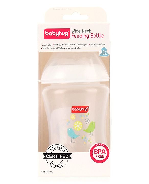 Babyhug Wide Neck Polypropylene  Anti- Colic Feeding Bottle - 250 ml