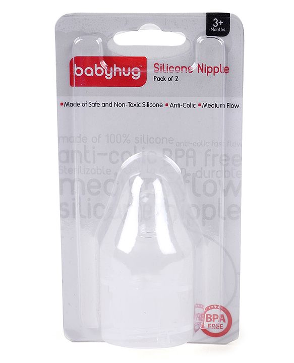 Babyhug Silicone Nipples Medium Flow - Pack of 2