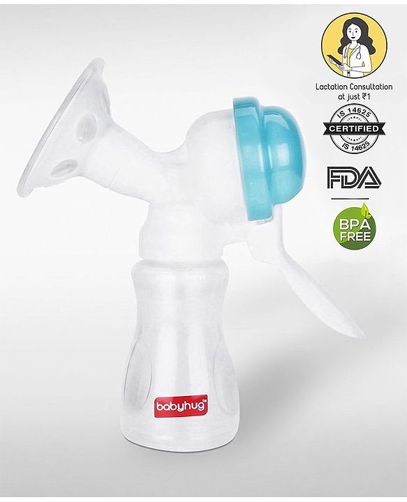 Babyhug Manual Breast Pumpwith Free Lactation Consultation  - Blue