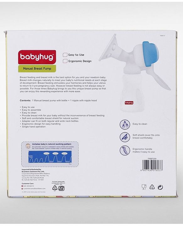Babyhug Manual Breast Pumpwith Free Lactation Consultation  - Blue
