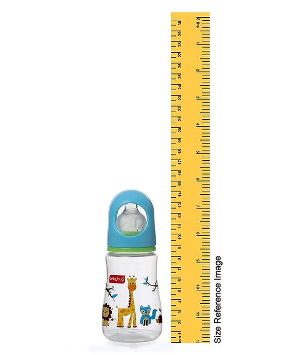 Babyhug Bubble Anti-Colic Sterilizable Feeding Bottle Blue - 125 ml | BPA-Free | Leak-Resistant| Silicone | Mimics Natural Feeding | Spirally Grooved