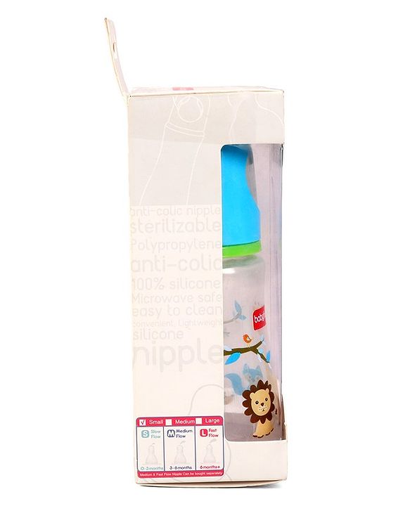 Babyhug Bubble Anti-Colic Sterilizable Feeding Bottle Blue - 125 ml | BPA-Free | Leak-Resistant| Silicone | Mimics Natural Feeding | Spirally Grooved