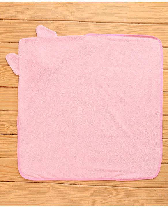 Babyhug Knitted Terry Elephant Hooded Towel - Pink