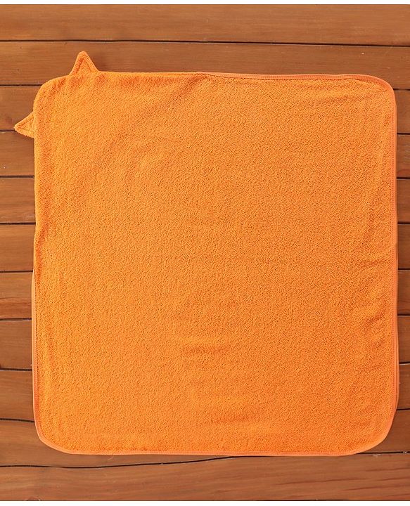 Babyhug Woven Terry Embroidered Hooded Towel Fox Print - Brown