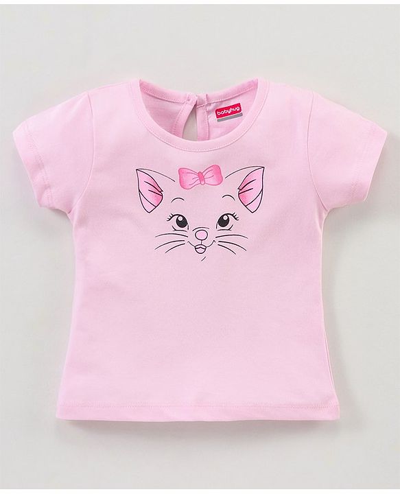 Babyhug 100% Cotton Half Sleeves Tee with Graphics - Pink