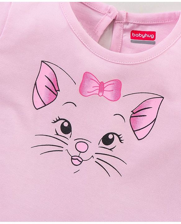Babyhug 100% Cotton Half Sleeves Tee with Graphics - Pink