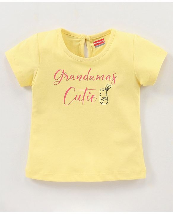 Babyhug 100% Cotton Half Sleeves Tee with Graphics - Yellow