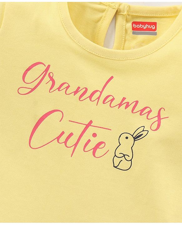 Babyhug 100% Cotton Half Sleeves Tee with Graphics - Yellow