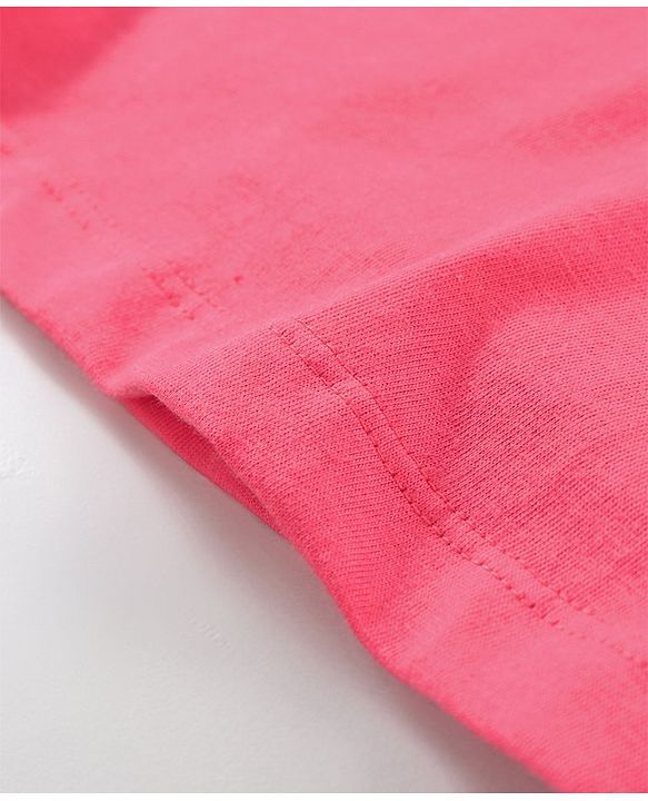 Babyhug 100% Cotton Knit Half Sleeves Tee Kitty Graphics - Fuchsia