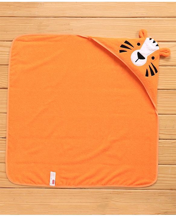Babyhug Knitted Terry Tiger Hooded Towel - Orange