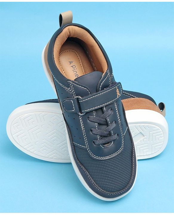 Pine Kids Casual Shoes with Velcro Closure - Navy Blue
