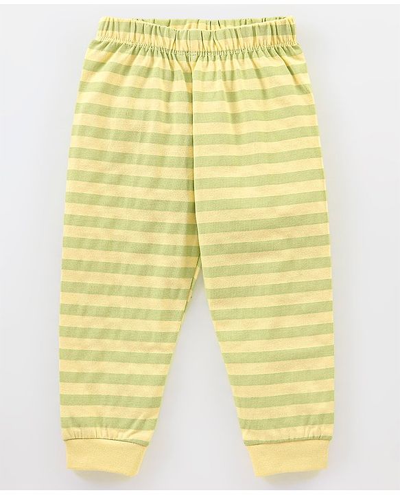 Babyhug Cotton Knit Full Sleeves Night Suit Lion Print - Yellow