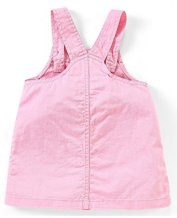 Babyhug 100% Cotton   Frock with Half Sleeves Inner Tee Floral Print and Embroidery - Pink