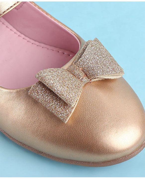 Pine Kids Bellies With Bow Applique & Velcro Closure- Pink