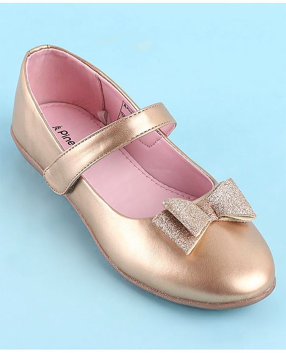 Pine Kids Bellies With Bow Applique & Velcro Closure- Pink