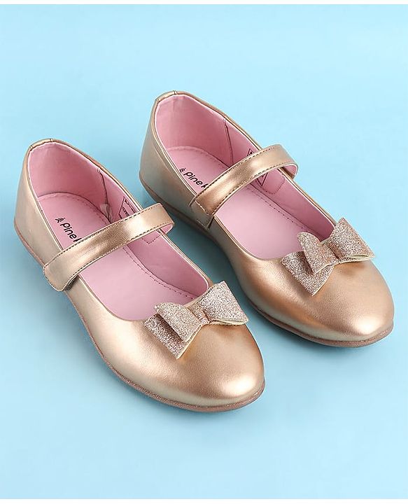 Pine Kids Bellies With Bow Applique & Velcro Closure- Pink