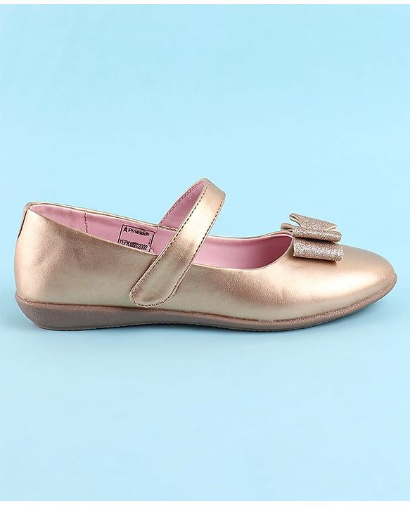 Pine Kids Bellies With Bow Applique & Velcro Closure- Pink