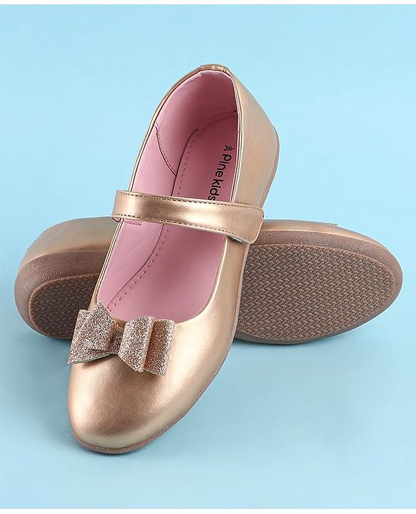 Pine Kids Bellies With Bow Applique & Velcro Closure- Pink