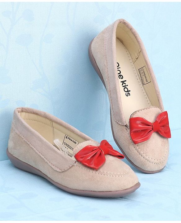 Pine Kids Bellies With Bow Applique - Cream