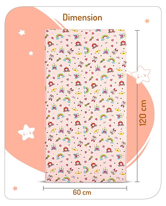 Babyhug Premium Cotton Fitted Crib Sheets Princess Theme Pack of 2 - Pink