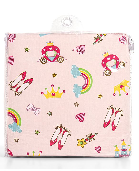 Babyhug Premium Cotton Fitted Crib Sheets Princess Theme Pack of 2 - Pink