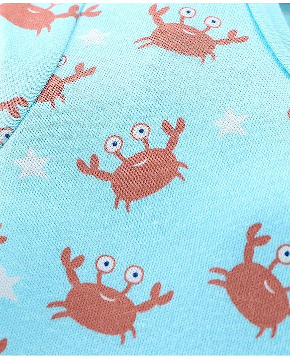 Babyhug 100% Cotton Half Sleeves Onesies Sea Life & Star Print Pack Of 5 - Blue Pink & White