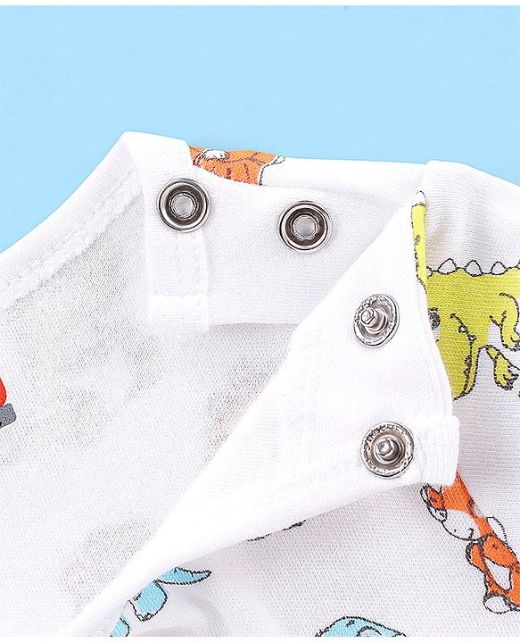 Babyhug 100% Cotton Half Sleeves Romper Dino Print - Multicolor