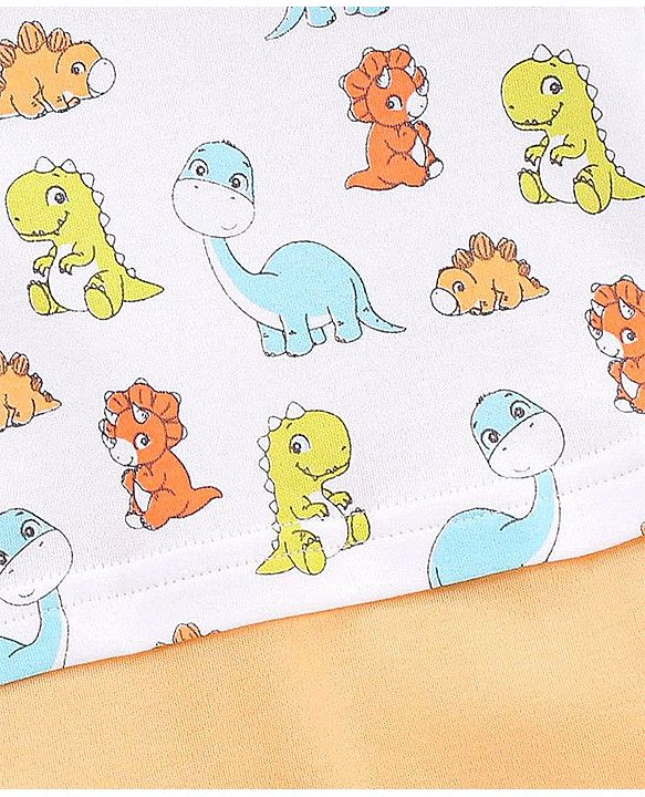 Babyhug 100% Cotton Half Sleeves Romper Dino Print - Multicolor