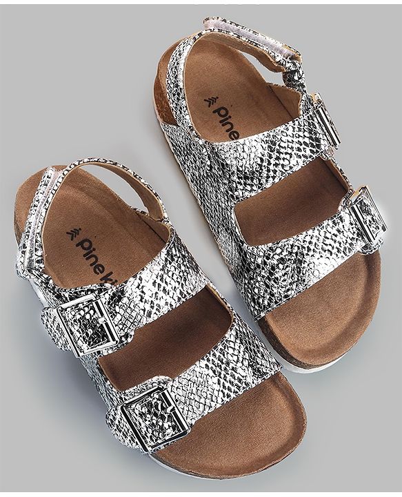 Pine Kids Sandals with Velcro & Buckle Closure - Silver