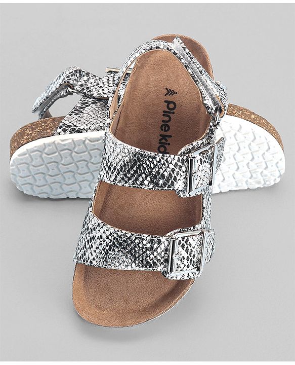 Pine Kids Sandals with Velcro & Buckle Closure - Silver