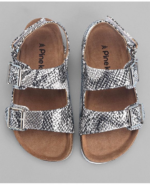 Pine Kids Sandals with Velcro & Buckle Closure - Silver