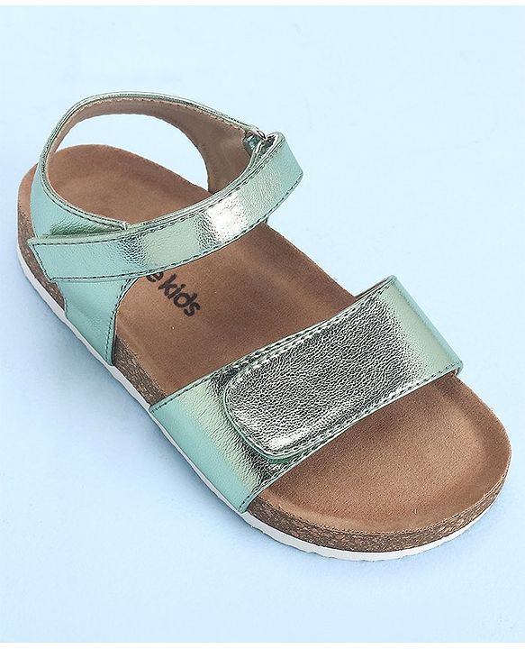 Pine Kids Casual Wear Sandals with Velcro Belt Closure - Green Metallic